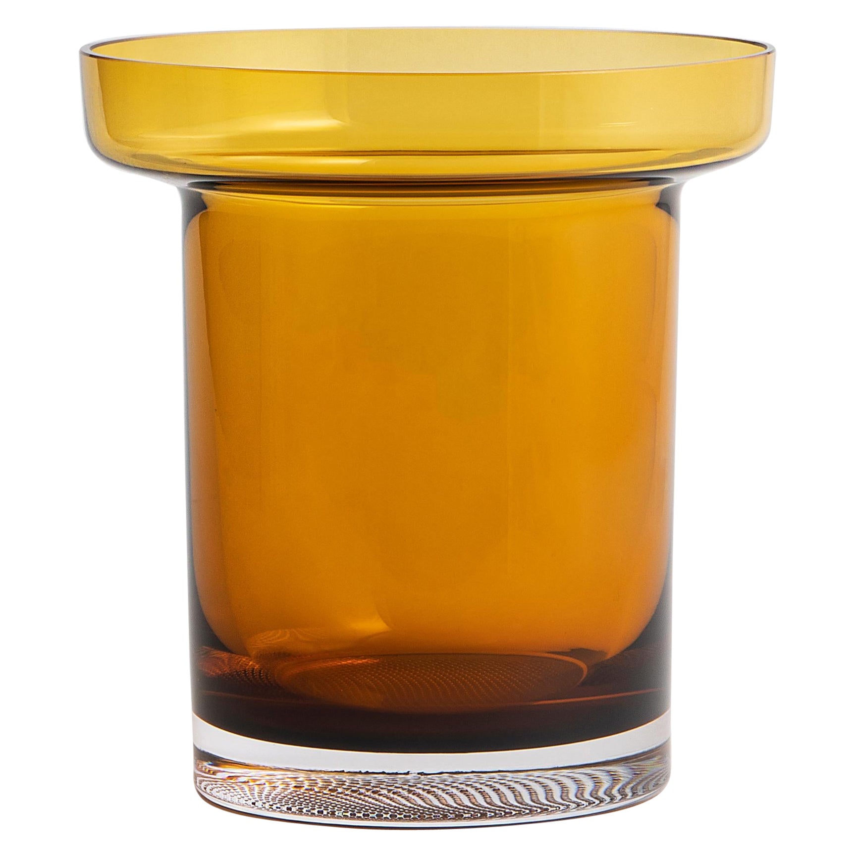 Kosta Boda Limelight Amber Low Vase  For Sale