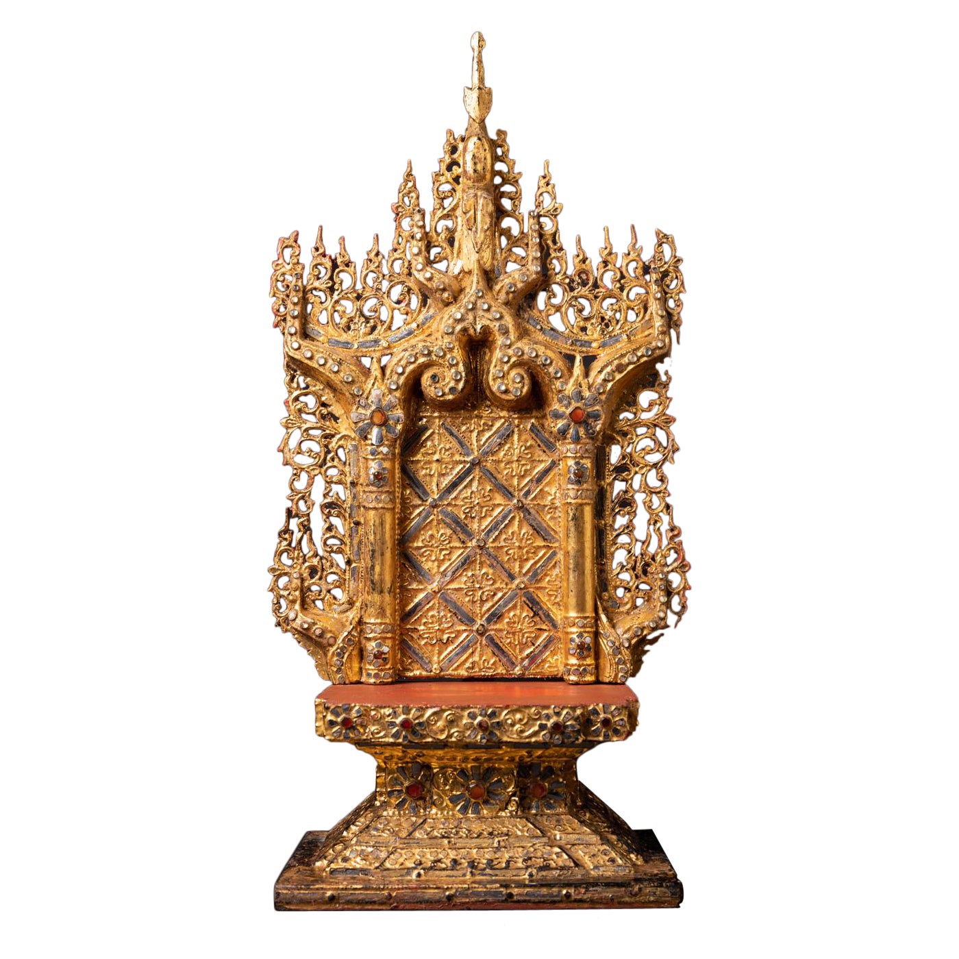 19th Century Masterpiece, Antique Wooden Burmese Throne in Mandalay Style For Sale