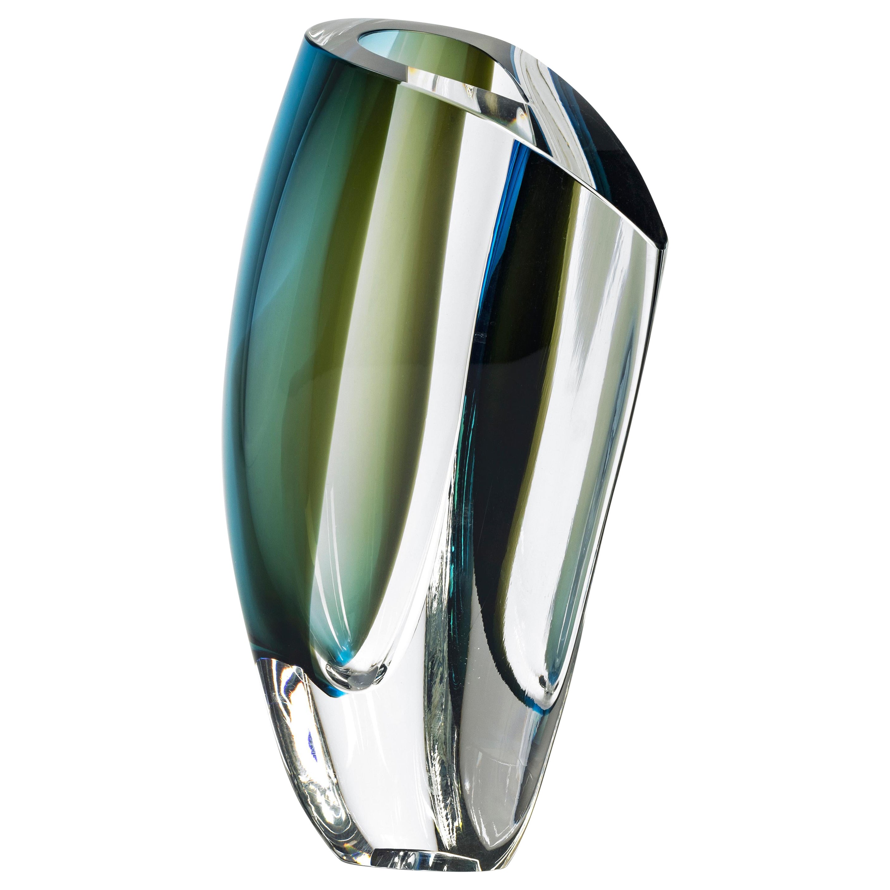 Kosta Boda Mirage Vase Forest Green/Blue XL For Sale