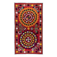 4.9x8.7 ft Colorful Bed Cover, Hand Embroidery Wall Hanging, Cotton Table Runner
