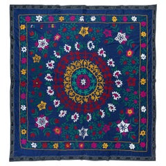 Handmade Suzani Cotton Bed Cover, Vintage Embroidered Wall Hanging