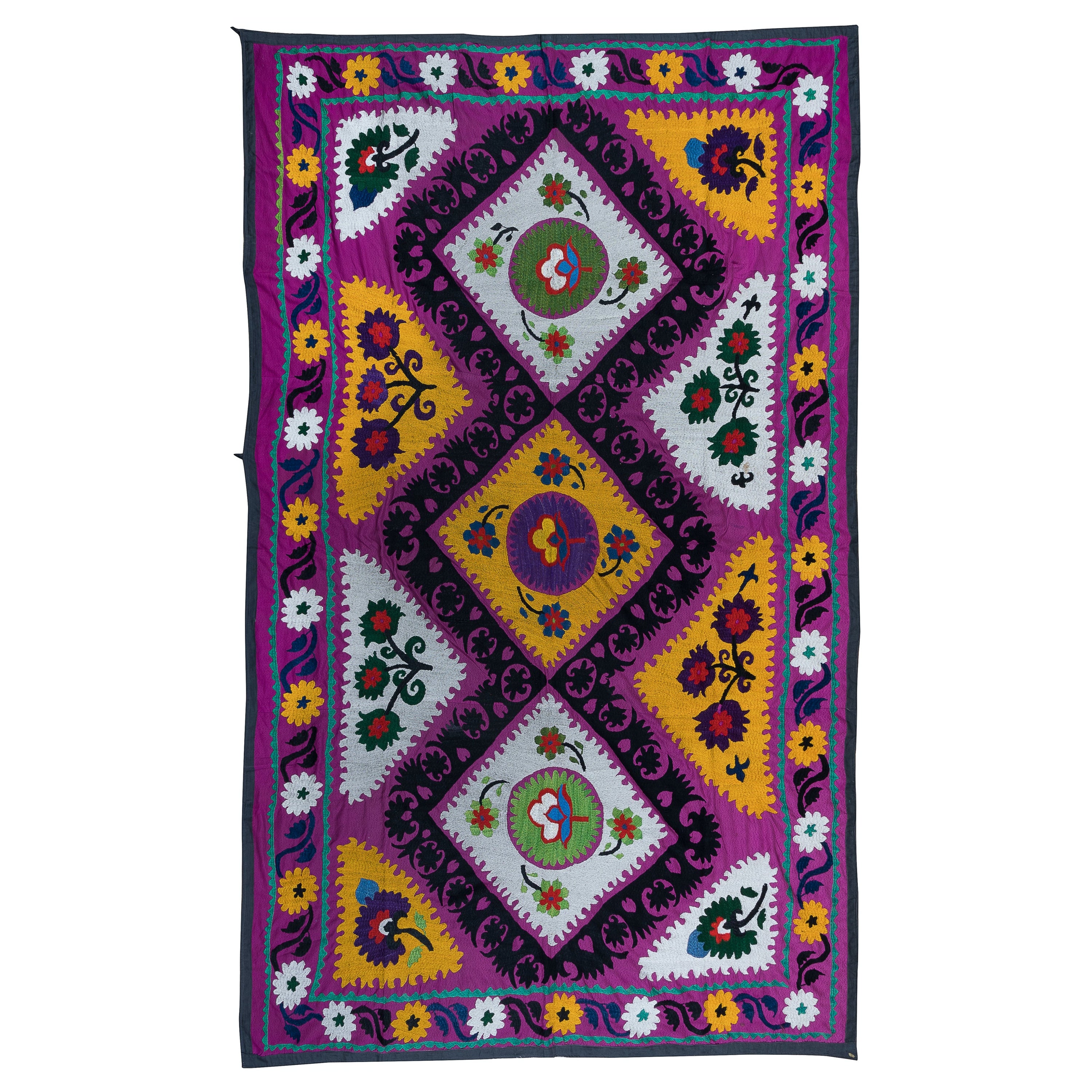 Vintage Cotton Textile Wall Tapestry Hand Embroidery Floral Wall Hanging Décor