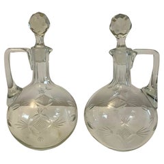 Pair of Quality Antique Victorian Cut Glass Decanters