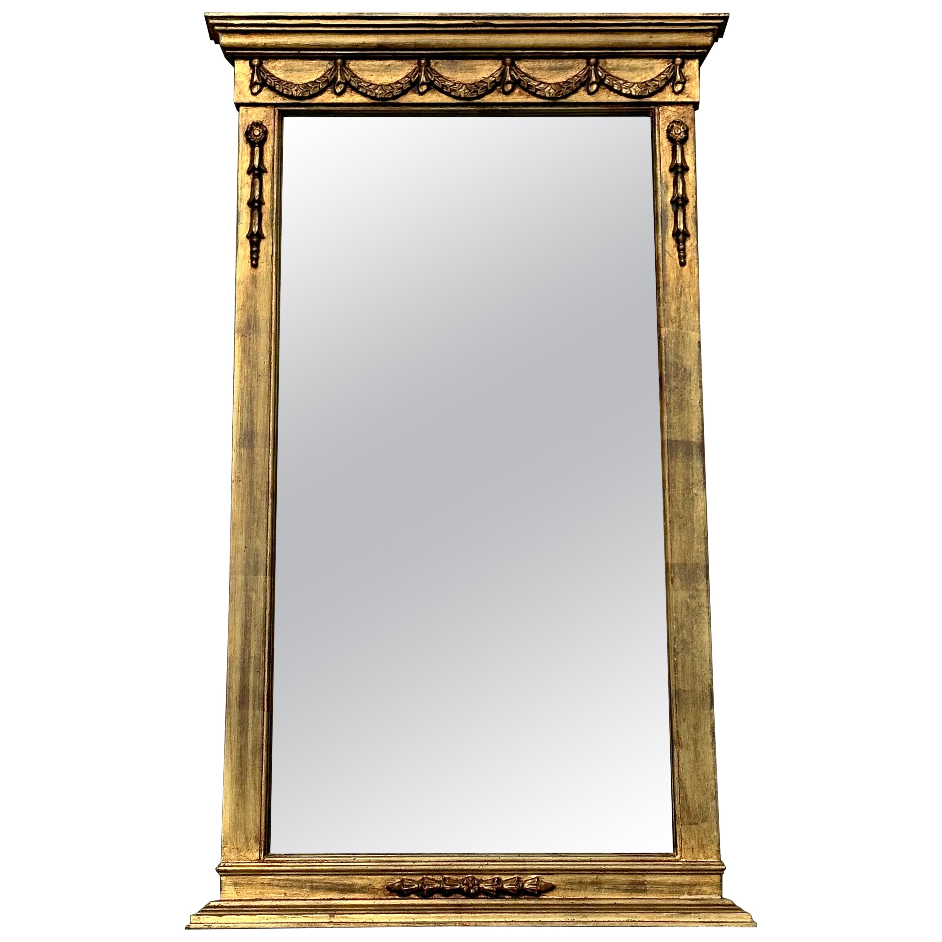 Vintage circa 1950s Gilt Framed Wall Mirror Stamped Made in Italy to the Rear For Sale