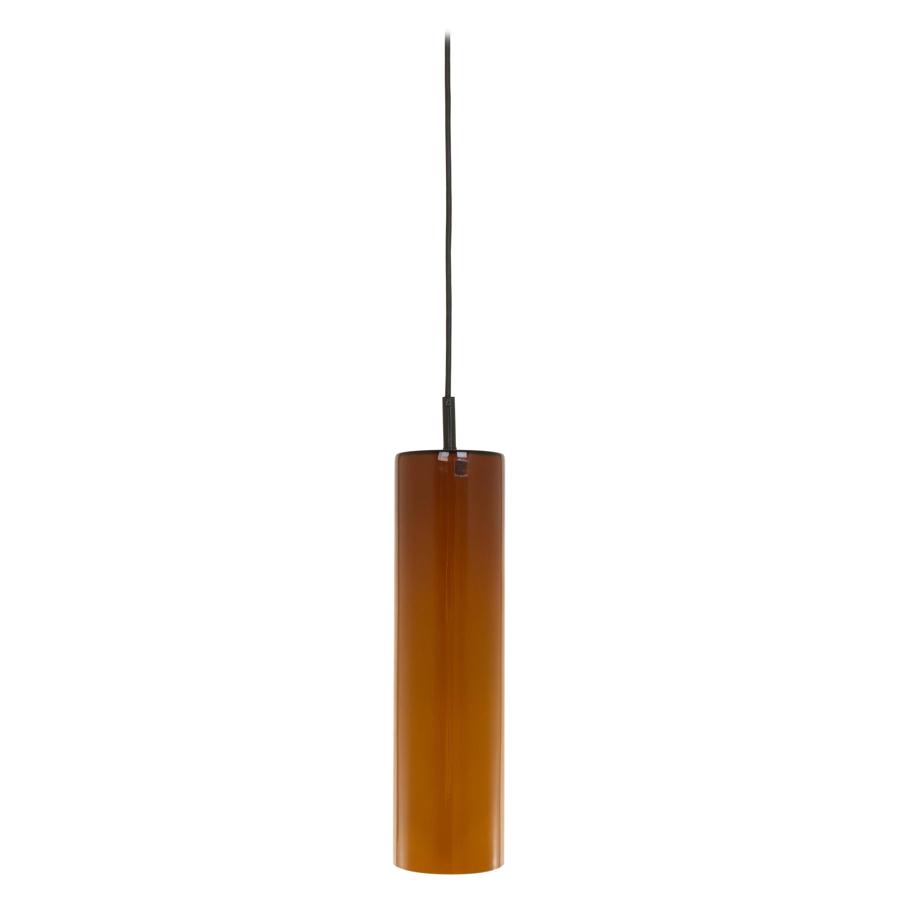 Cylinder Shaped Amber Murano Glass Pendant by Venini, 1980s For Sale