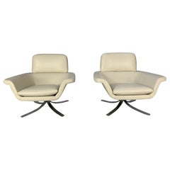 Minotti “Blake Soft” Armchairs, in Ivory Leather
