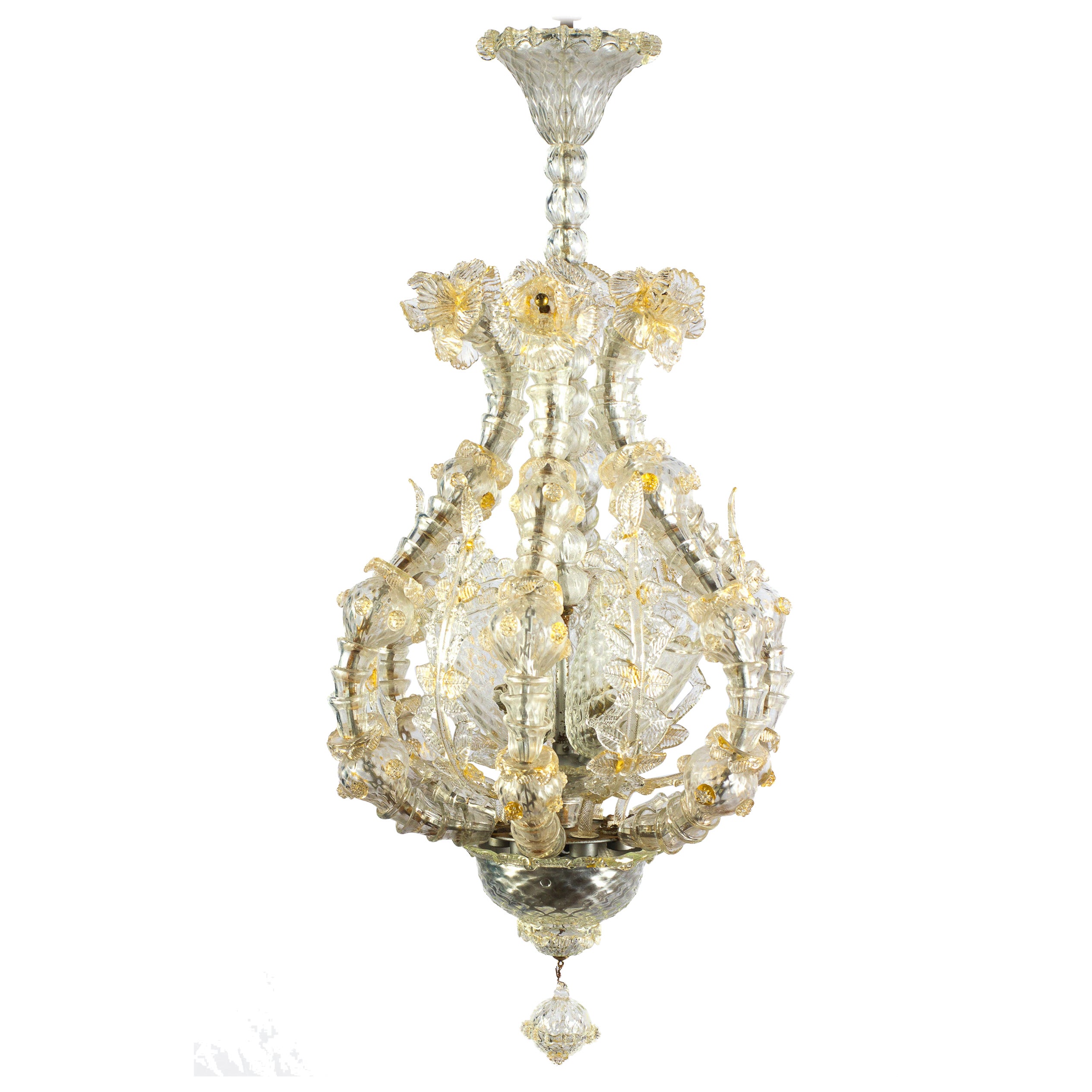 Overwhelming Murano Glass Lantern or Chandelier by Barovier & Toso, 1940' For Sale