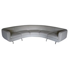 Used Rare Minotti “Dubuffet” Curved Sofa, in Cream “Pelle” Leather