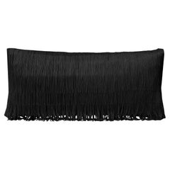Tassel Black Velvet Cushion Rectangle