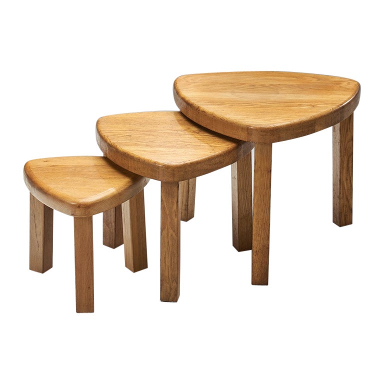 Scandinavian Solid Wood Nesting Tables, Scandinavia ca 1970s