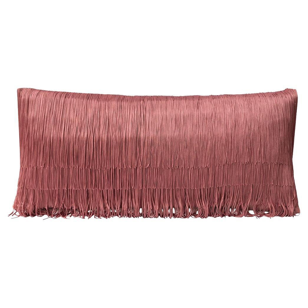 Tassel Pink Velvet Cushion Rectangle