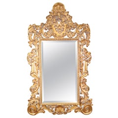 Large Elaborately Carved Decorative Beveled Glass Rococo Mirror