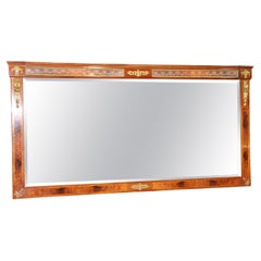 Monumental French Walnut Satinwood Inlaid Bronze Mounted Buffet Mirror