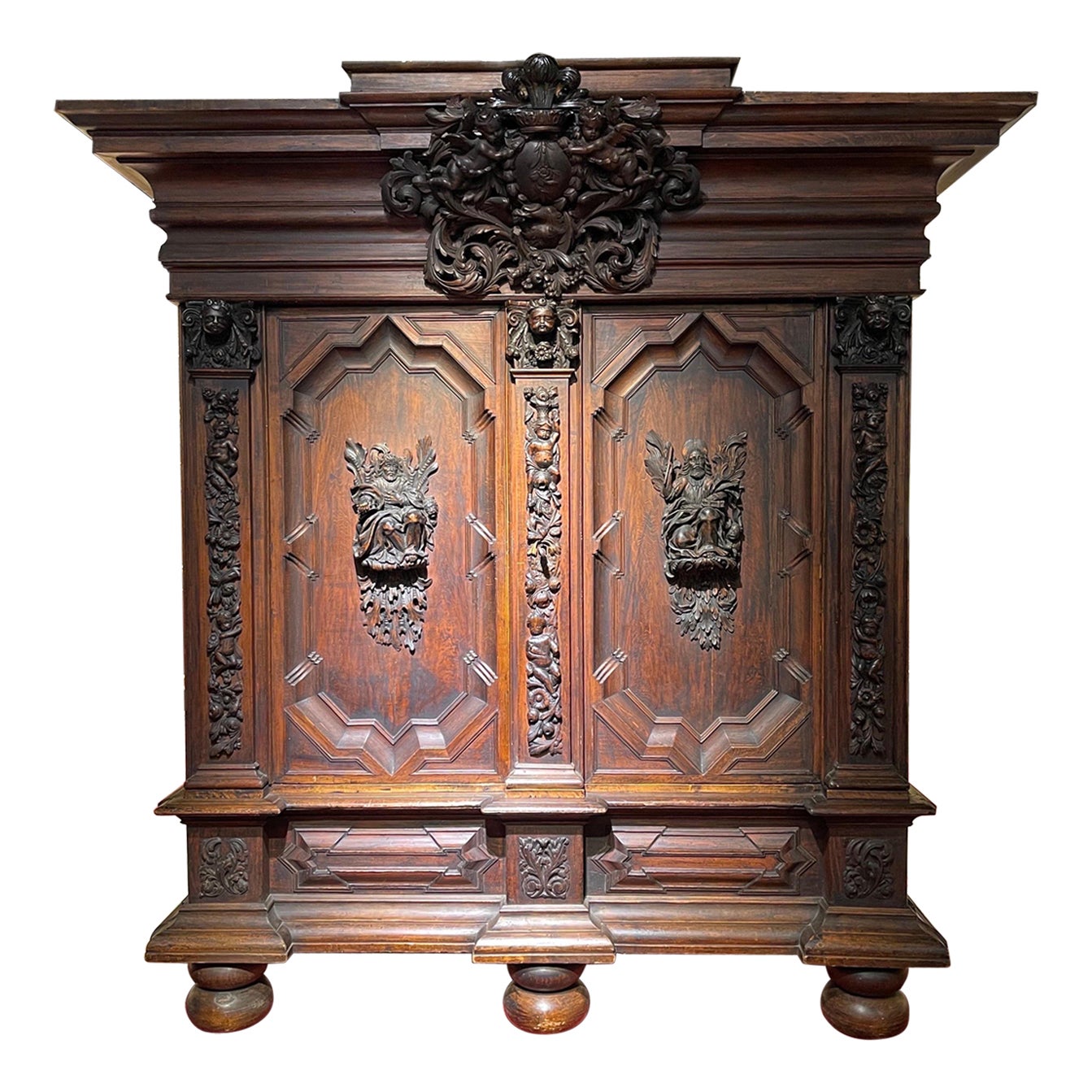 Monumental baroque cabinet, oak, around 1720, North German For Sale