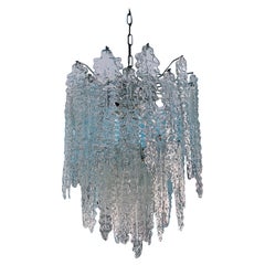 Lustre en verre de Murano, Venini, années 1960 modèle "Alga"
