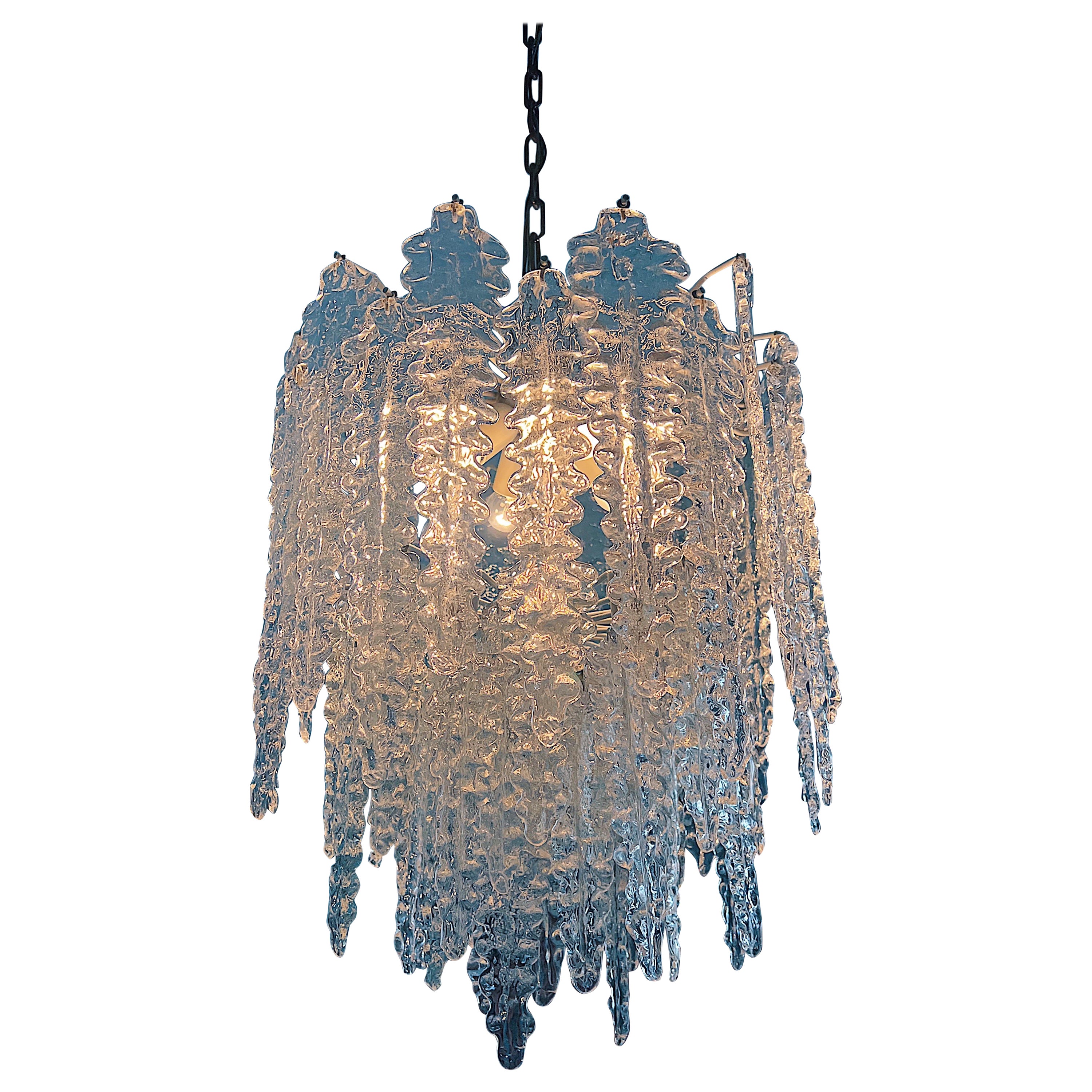 Midcentury Chandelier by Venini, 1960s from the Alga Series For Sale