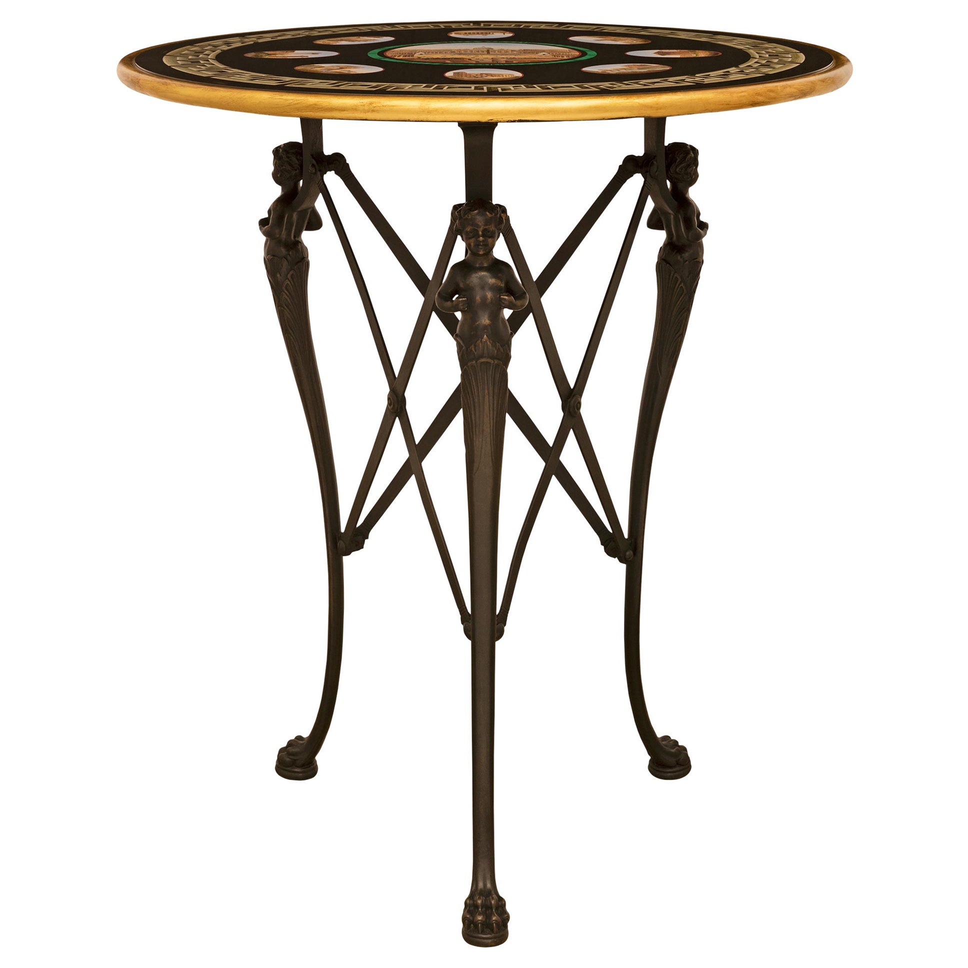 Italian 19th Century Grand Tour Period Bronze and Micro Mosaic Side Table For Sale