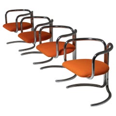 Four Chrome Chairs by Gigi Capriolo for Nava, Italy, 1974