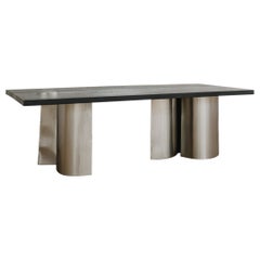 Contemporary Dining Table 'Parova' by Zieta, Stainless Steel & Dark Oak