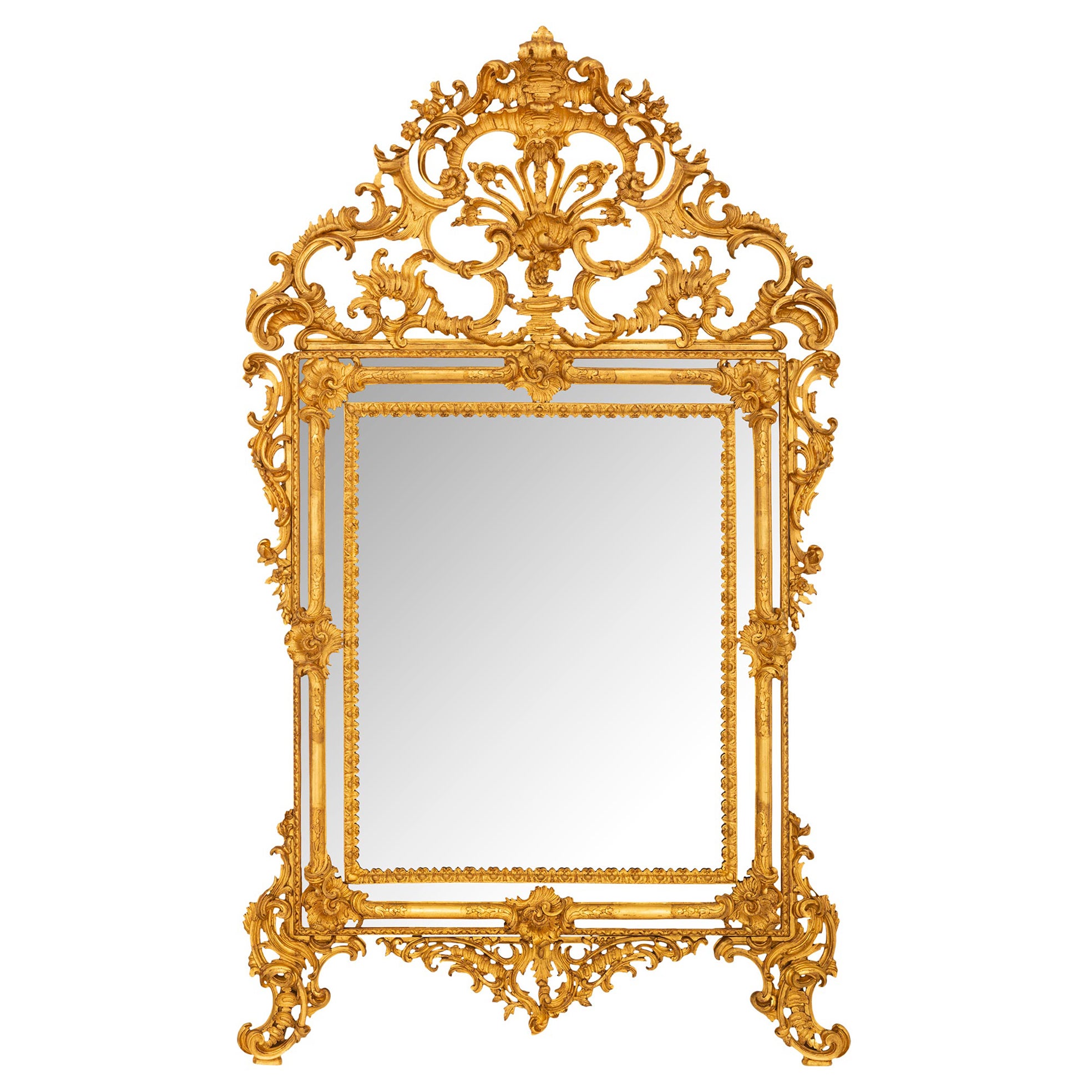 Italian Mid-19th Century Baroque St. Triple Framed Giltwood Mirror For Sale