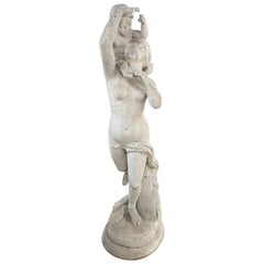 19th Century Warn Marble Garden Statue