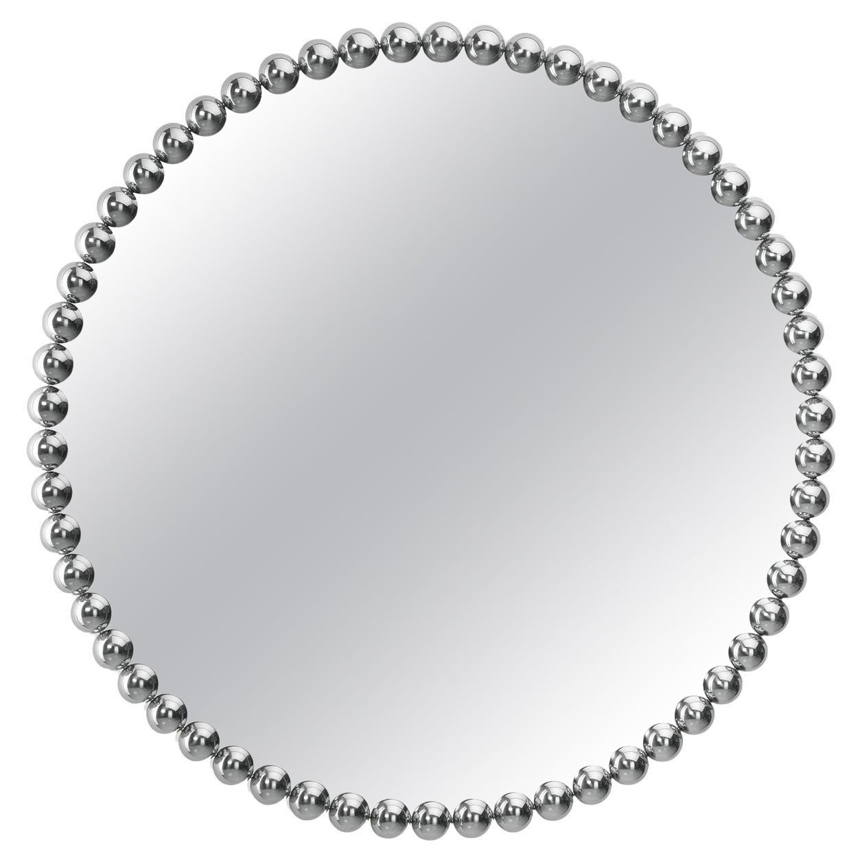 Gioiello Round Large Chromed Mirror by Nika Zupanc For Sale