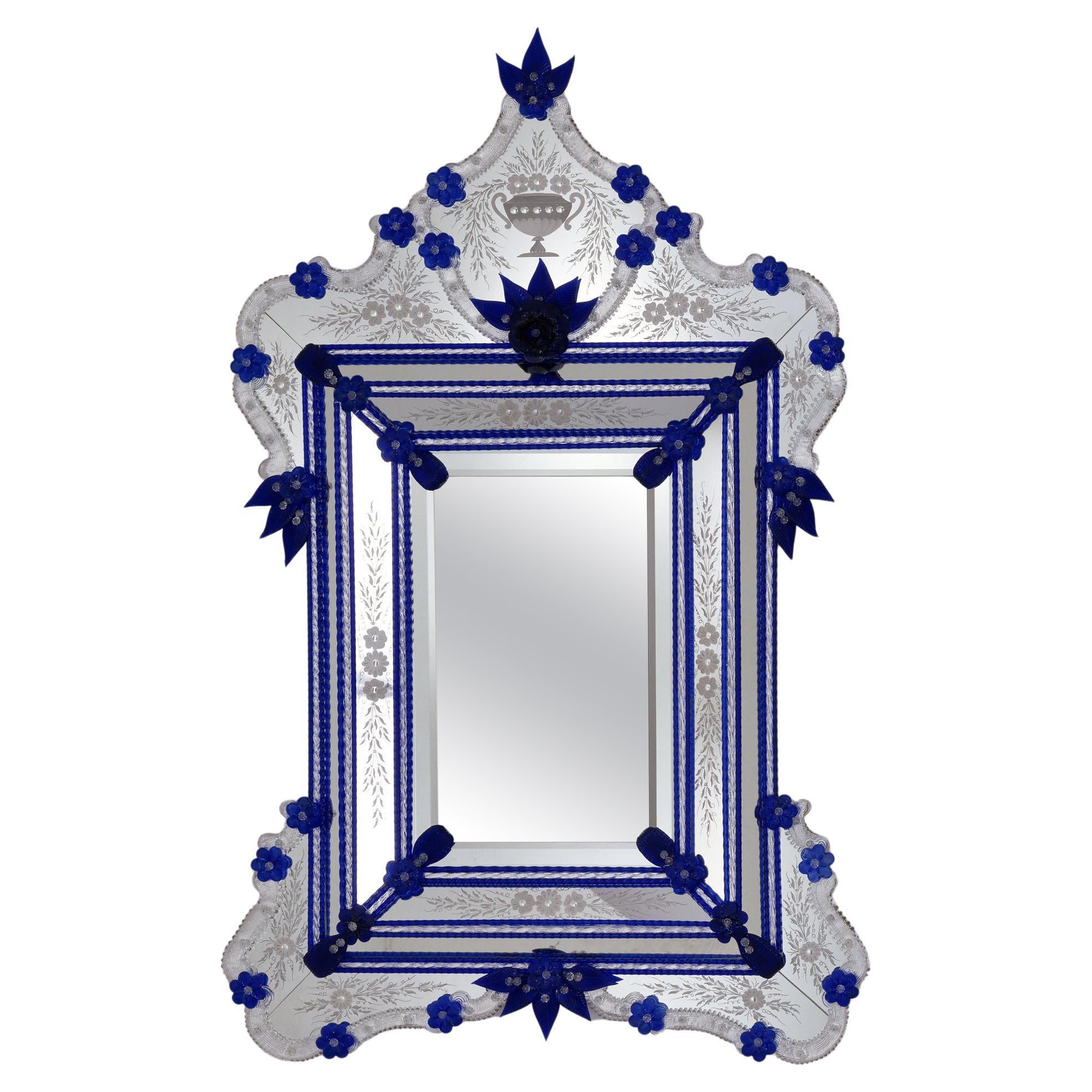 "Chiara" Murano Glass Mirror in Venetian Style by Fratelli Tosi For Sale