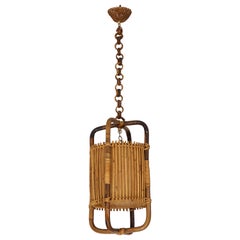 Retro Italian 1950s Bamboo Lantern / Pendant Chandelier