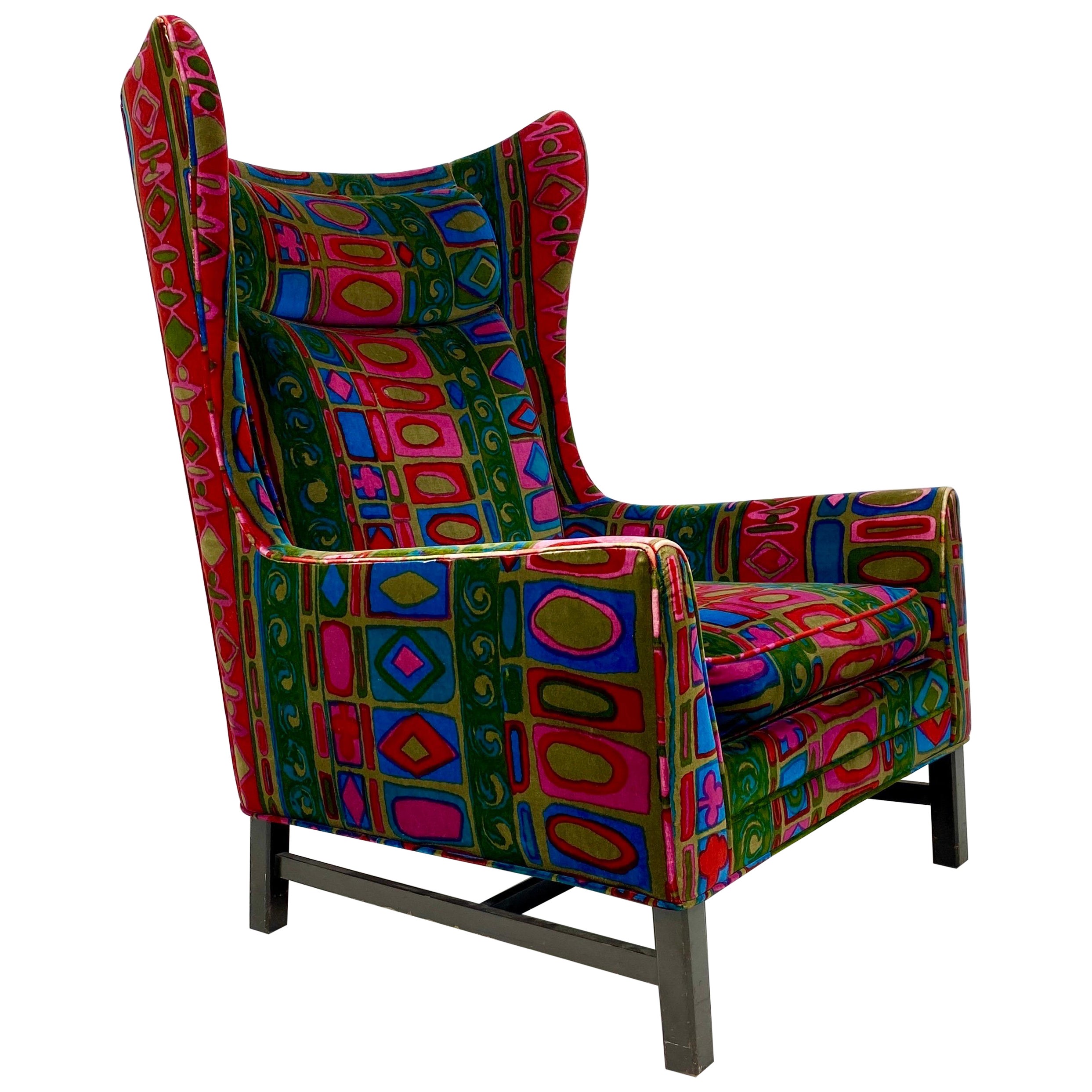 1960s Vintage Lounge Chair with Jack Lenor Larsen Upholstery