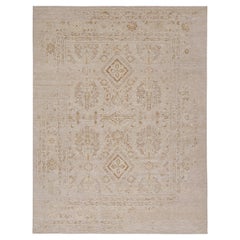 Rug & Kilim’s Oushak Style Rug in Beige-Brown Geometric Patterns