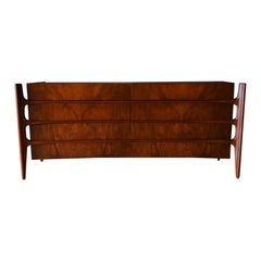 Used Walnut Sculpted Dresser or Credenza by William Hinn, circa 1960