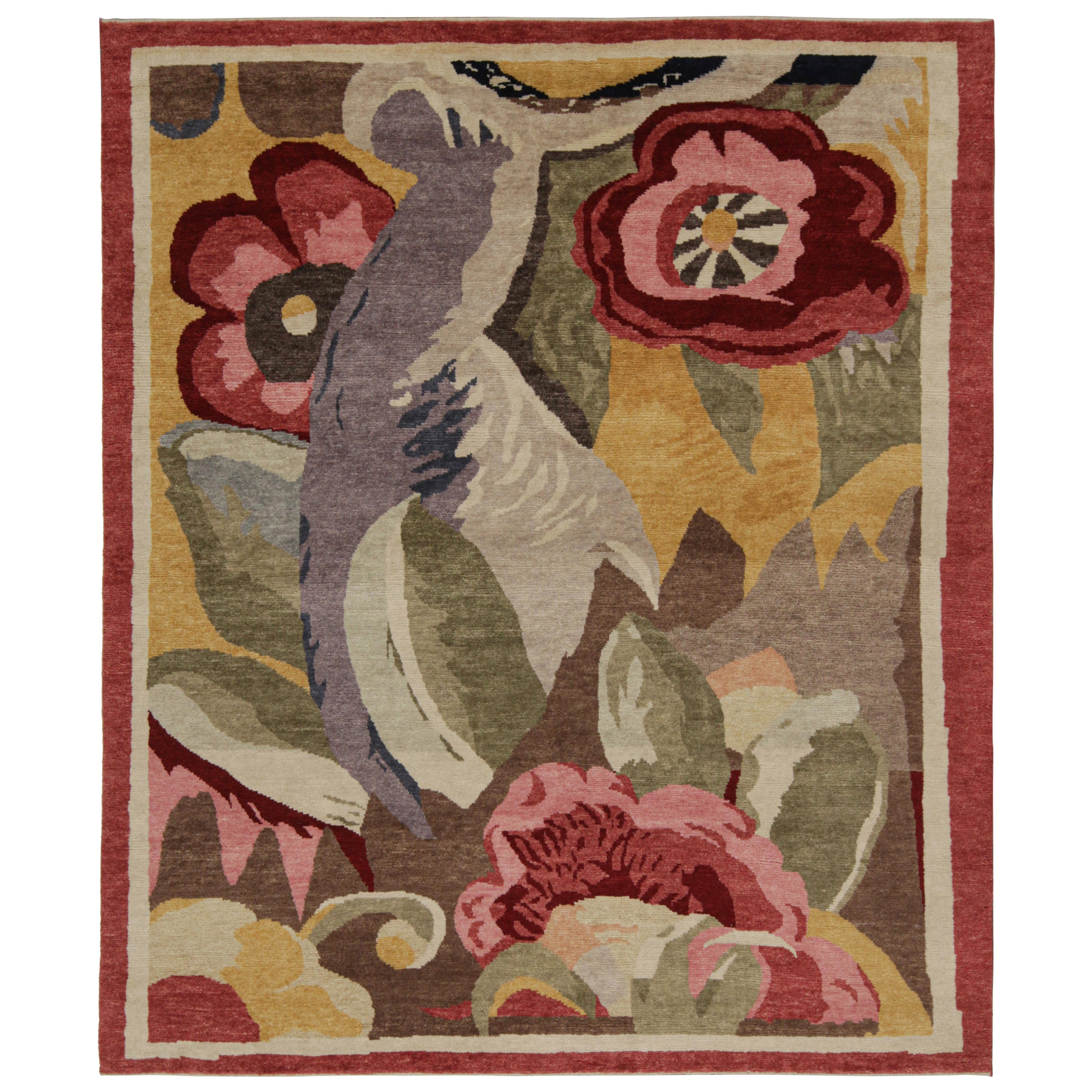 Rug & Kilim’s French Style Art Deco rug in Polychromatic Floral Patterns For Sale