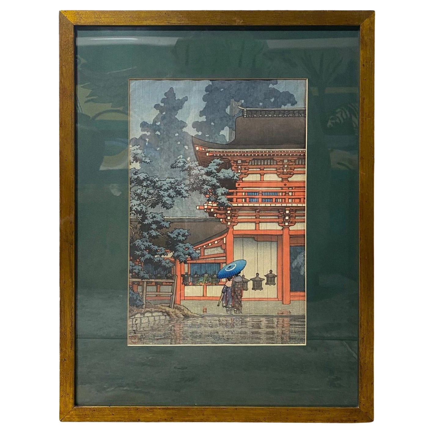 Kawase Hasui - Impression sur bois japonaise signée du sanctuaire Kasuga à Nara, 1933