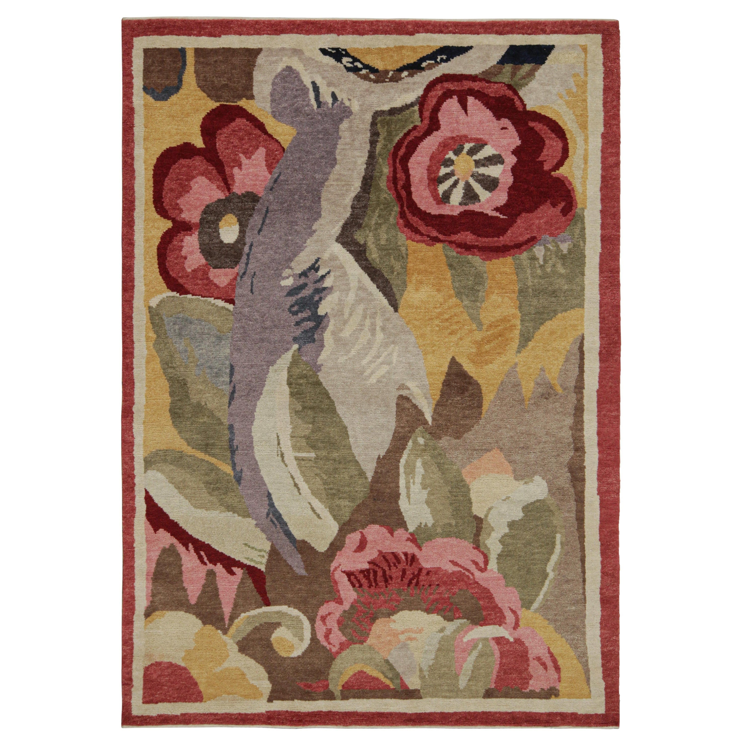 Rug & Kilim’s French Style Art Deco rug in Polychromatic Floral Patterns For Sale