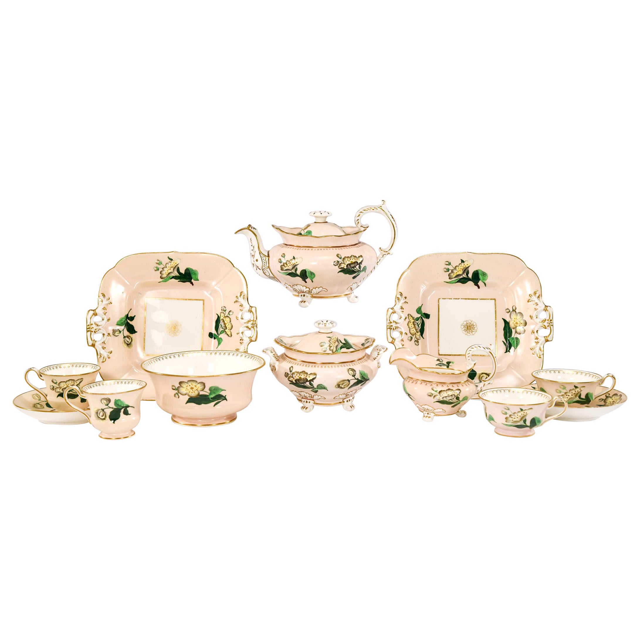 19th C. Spode 44 Pc. Porcelain Tea Set For Sale