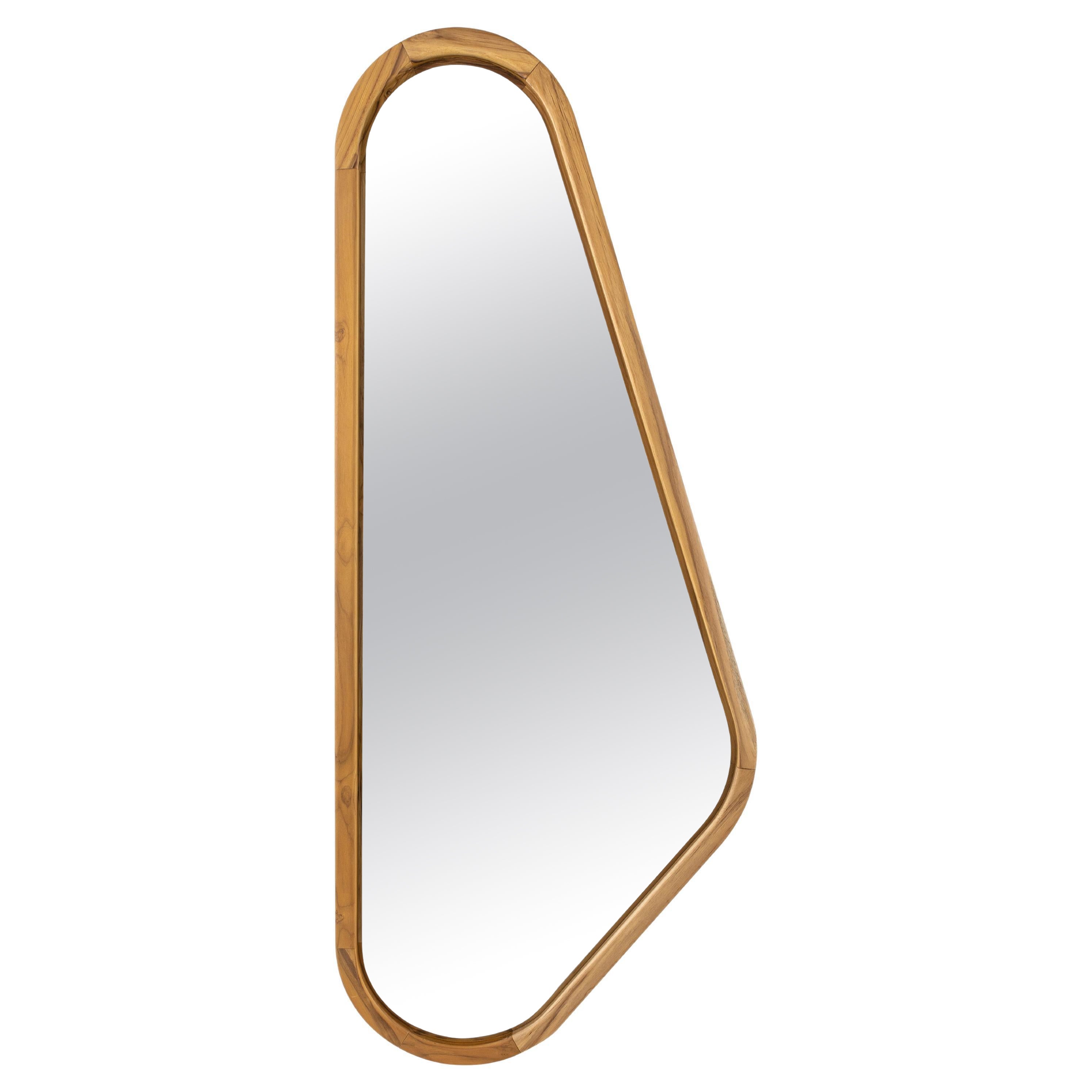 Ali Right Mirror in Teak Wood Finish Frame Individual For Sale