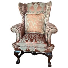 Used Baker George II Style Custom Finely Upholstered Wingback Chair