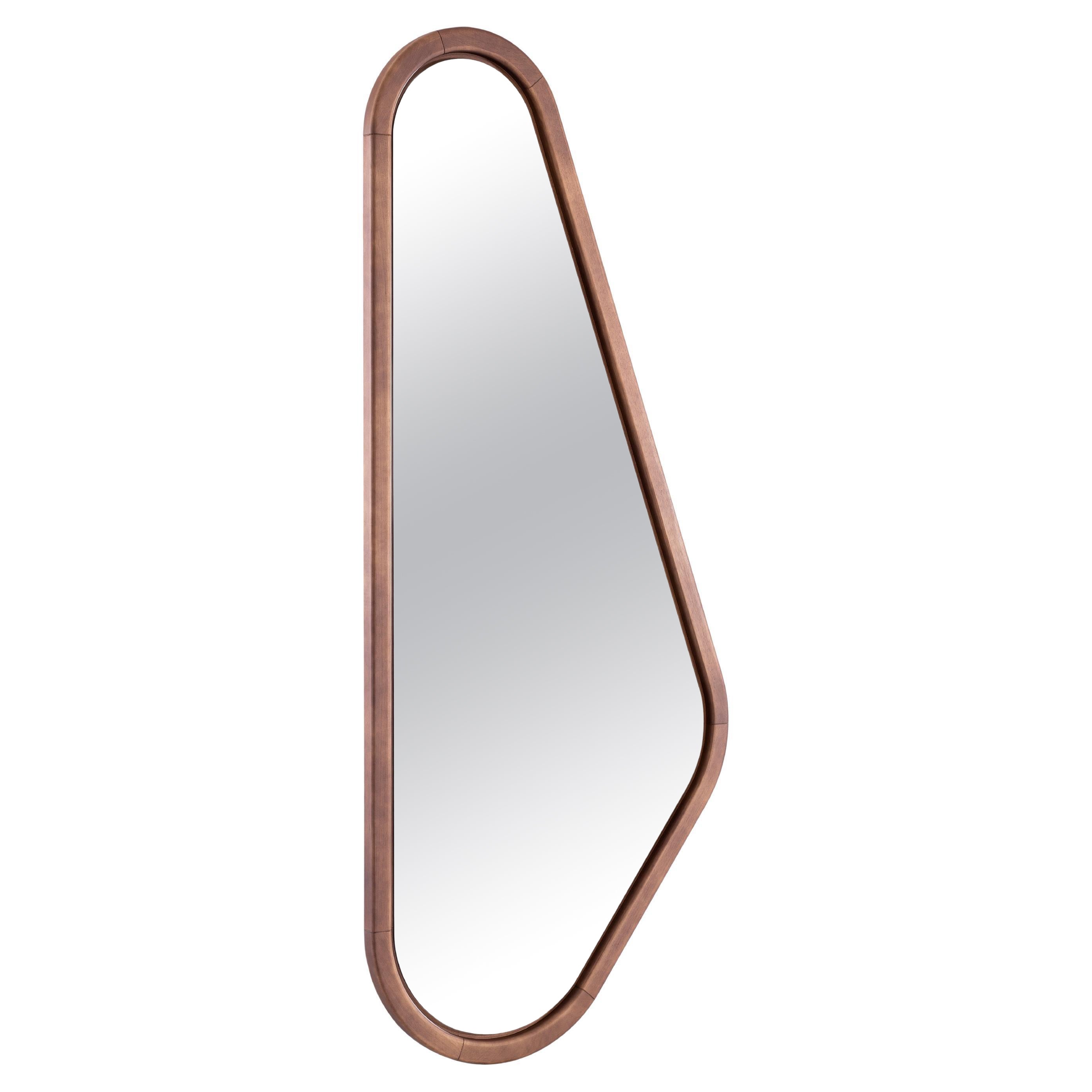 Ali Right Mirror in Walnut Wood Finish Frame Individual For Sale