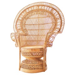 Vintage Emmanuel Peacock Chair 100% Rattan Rare 1990s Design