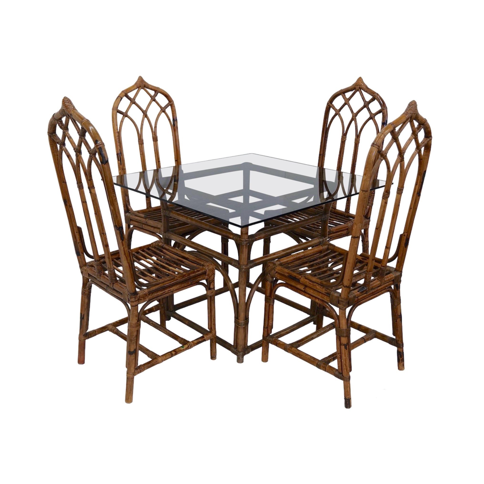 Midcentury Italian Set of 4 Chairs and Table, 1970 For Sale