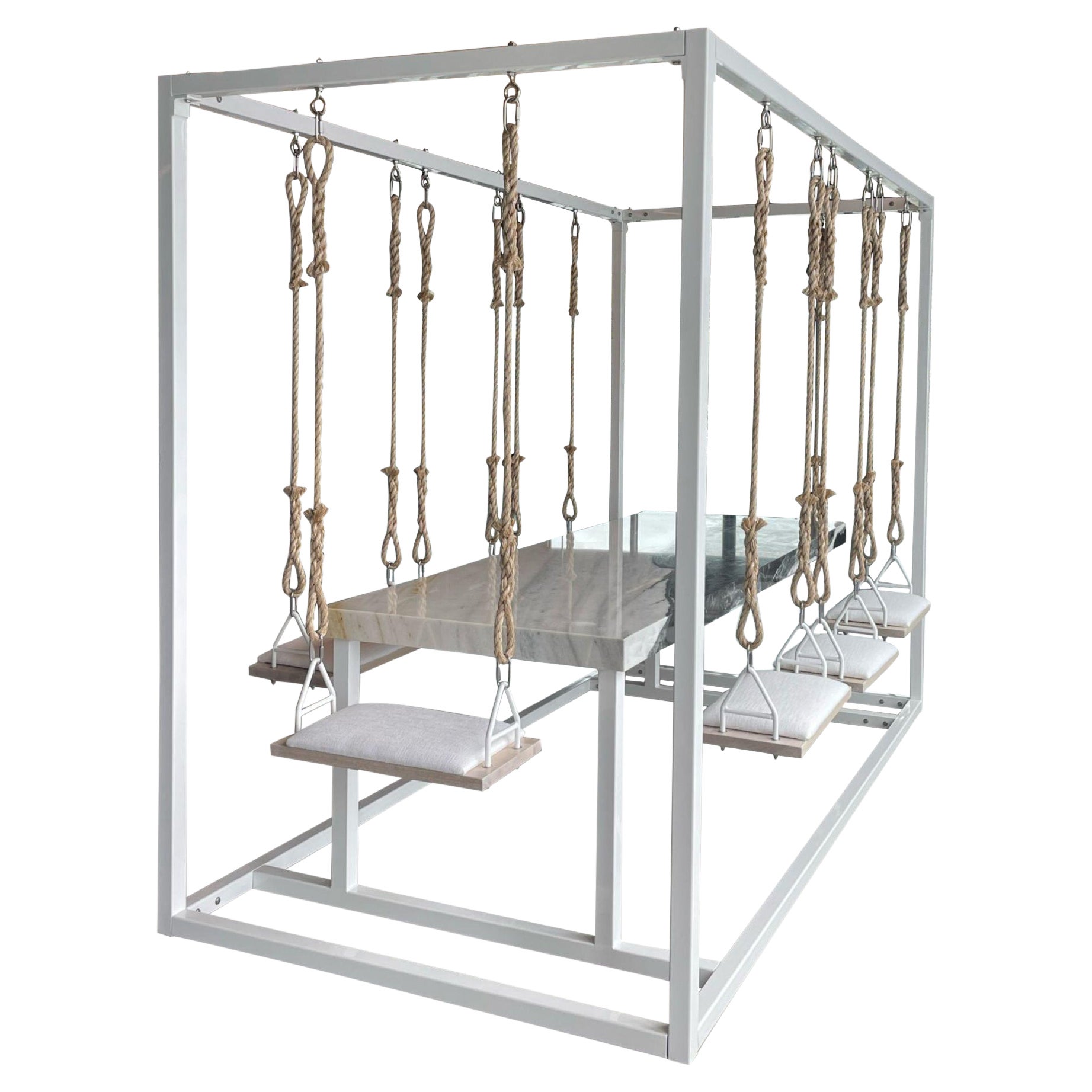 Marble Rectangle 8-Seater Swing Table For Sale
