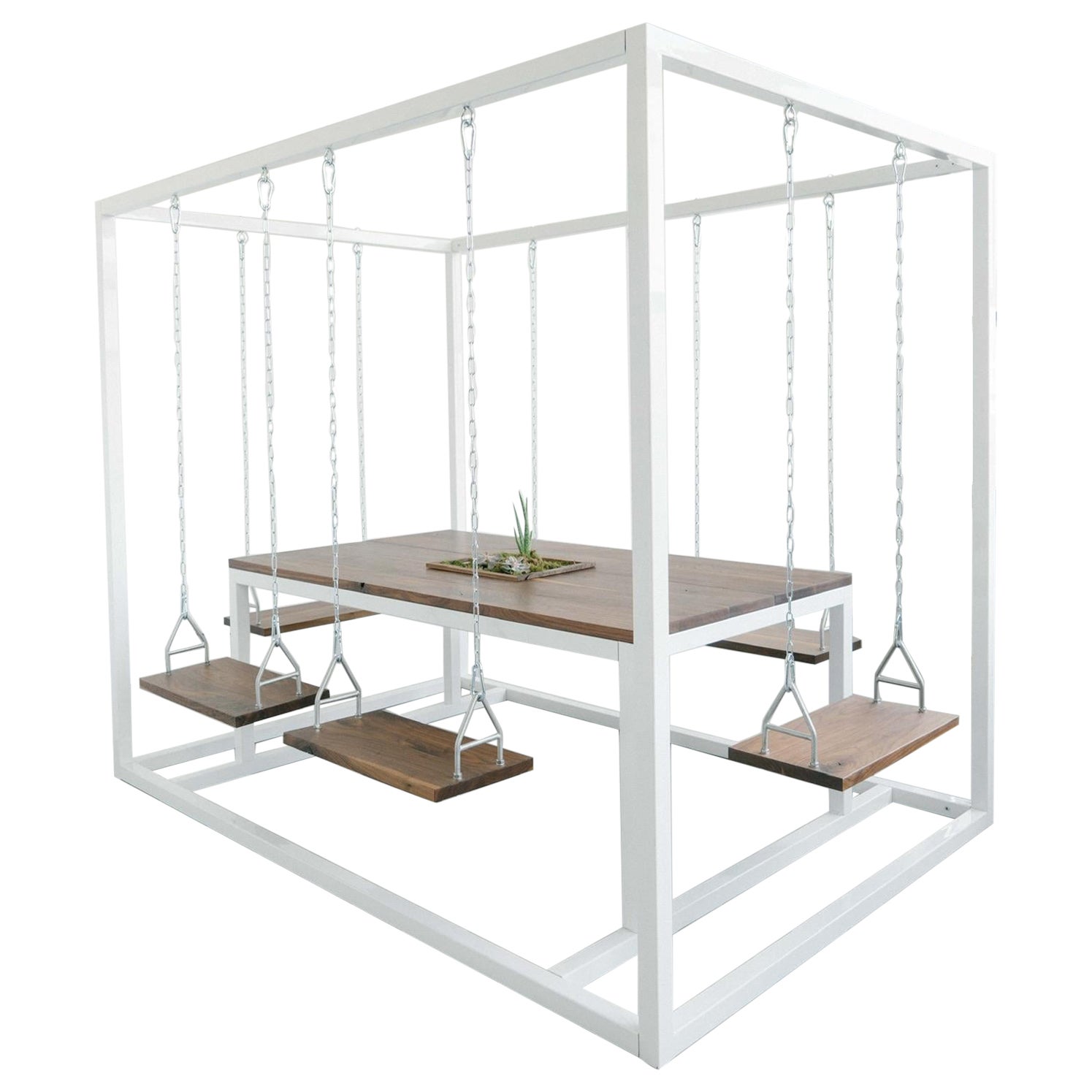 Walnut Planter 6-Seater Swing Table For Sale