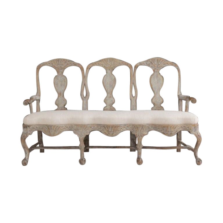 A Mid 18th Century Painted Swedish Rococo Sofa Bench A Mid 18th Century Painted Swedish Rococo Sofa Bench