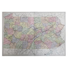 Original Antique Map of the American State of Pennsylvania, 1889