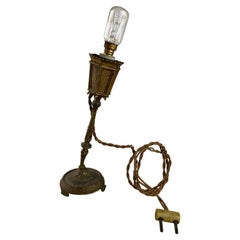 Mid-Century Bronze Bedside Lamp, Italy, 1940s