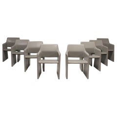 Chaises de salle à manger en cuir gris Rodolfo Dordoni pour Arper Corte, lot de 8