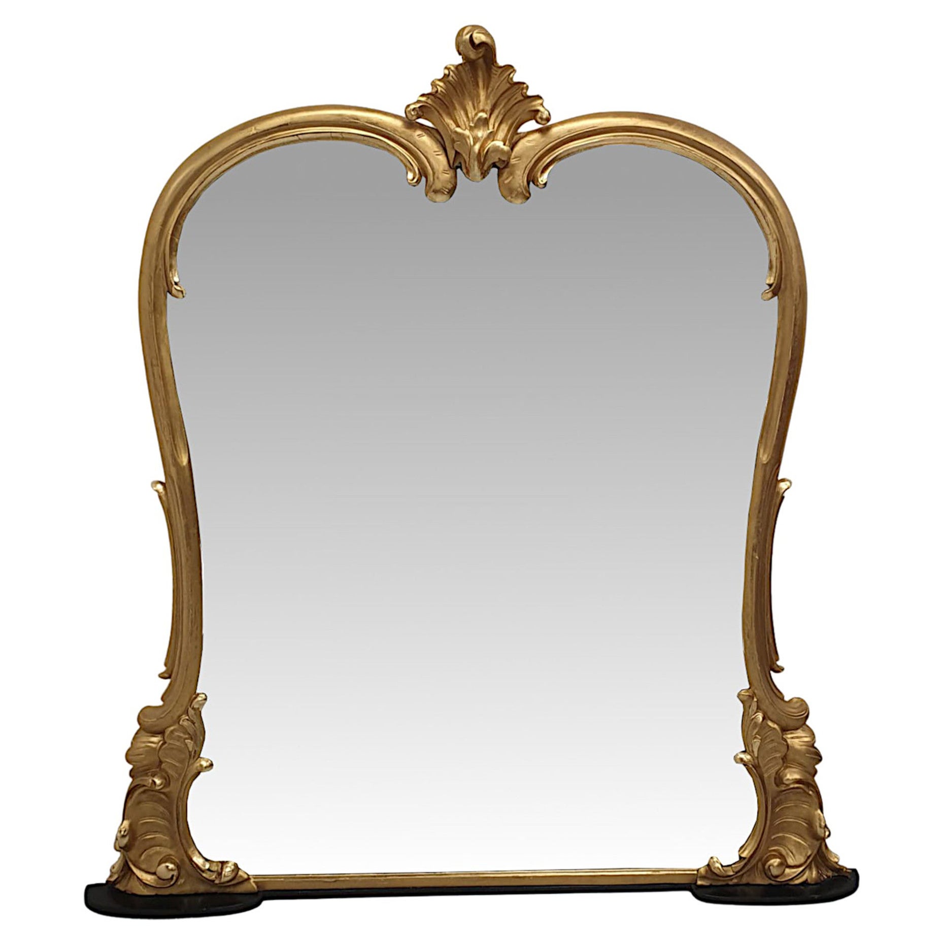 Very Rare and Fine Pair of 19th Century Overmantle or Leaner Mirrors