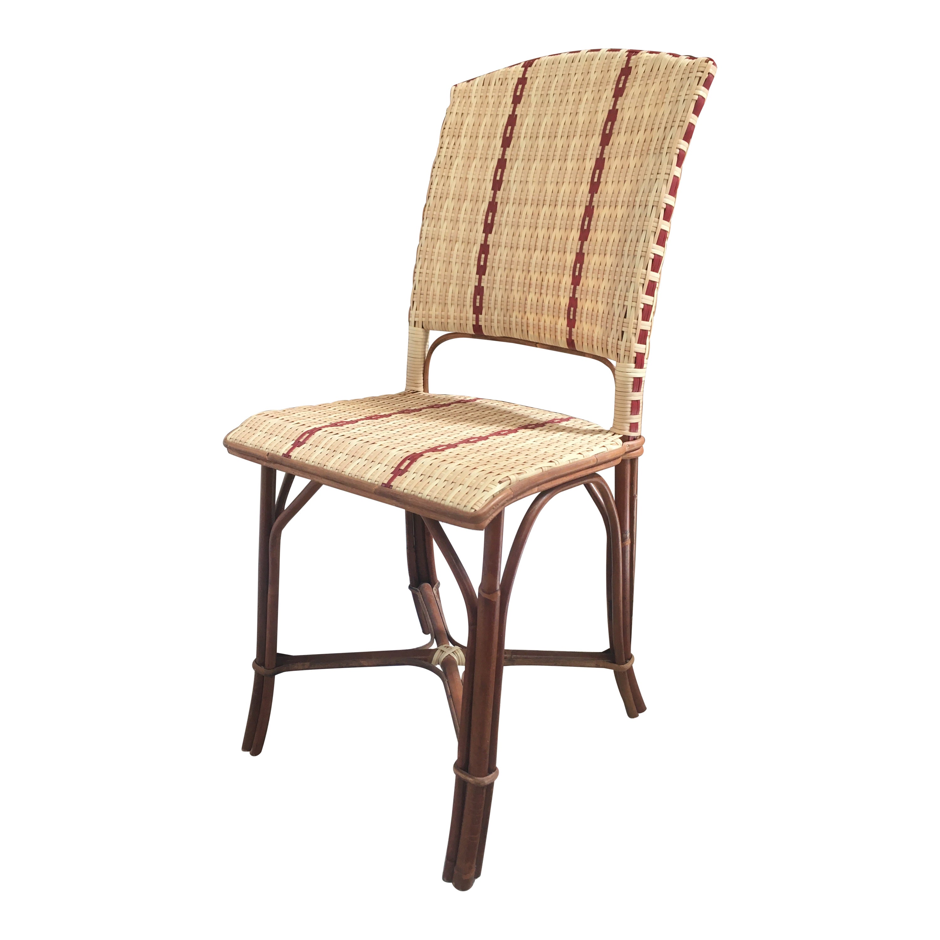 French 1900s Design Bistro Outdoor Chair Rattan and Braided Resin For Sale