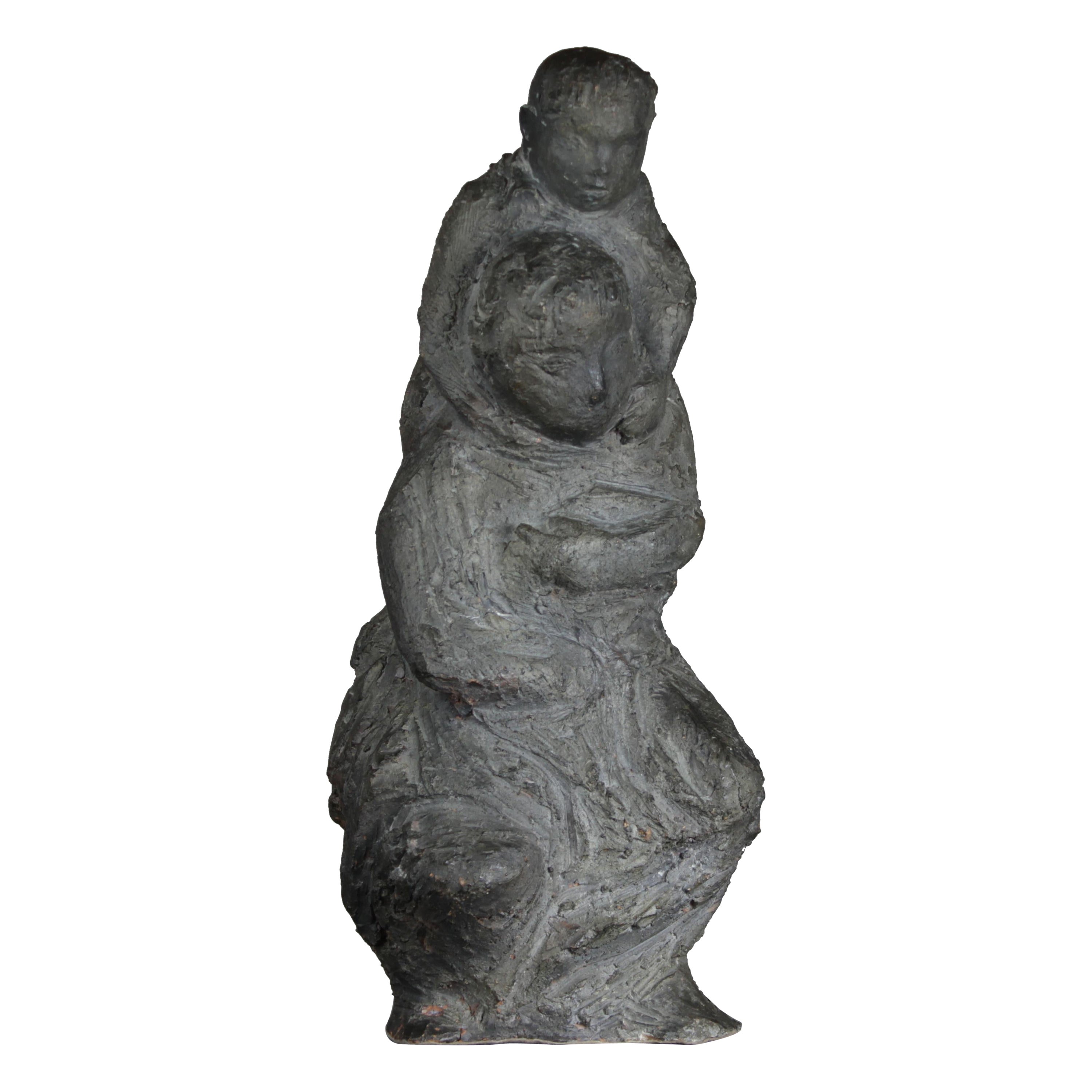 Modernist Stone Sculpture, 'Mother and Child' by Willy Van Der Putt (1925-1997)