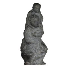 Modernistische Steinskulptur „Mutter und Kind“ von Willy Van Der Putt (1925-1997)